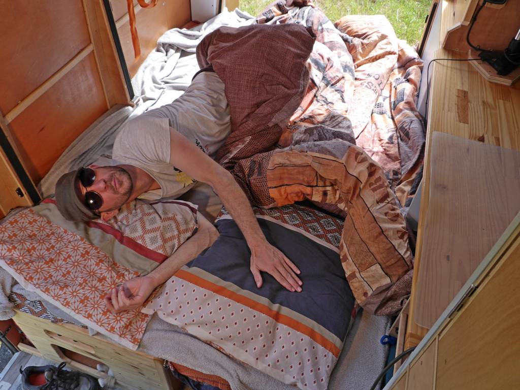 me on the bed in place