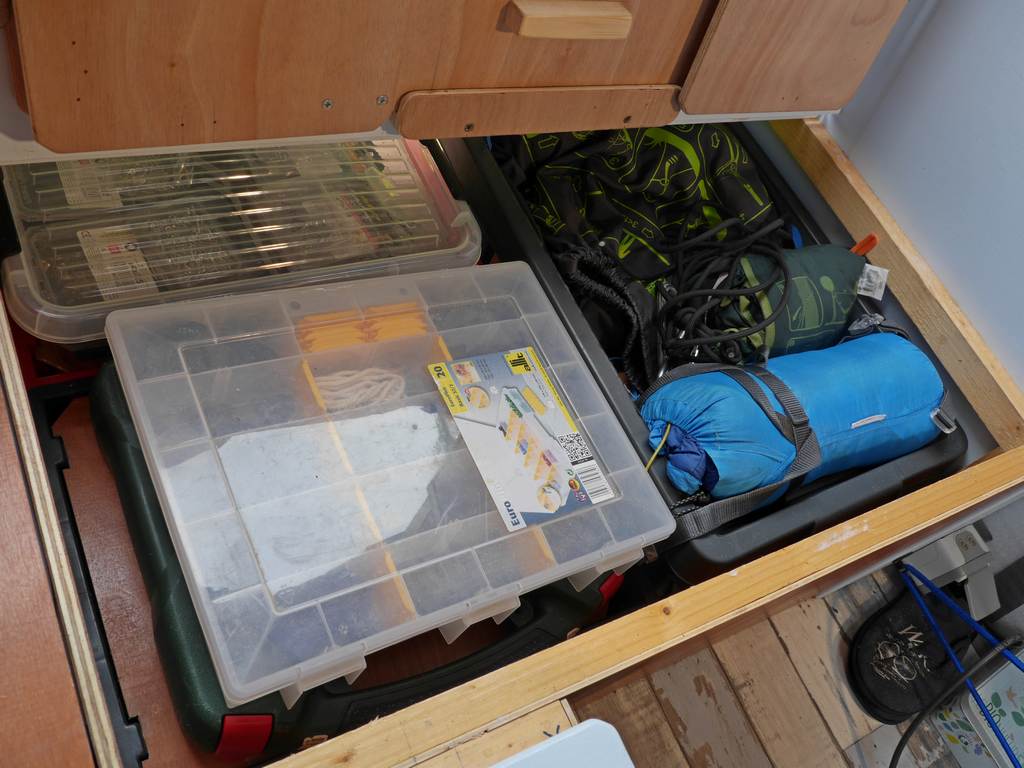rear couch seat storage for workshop tools